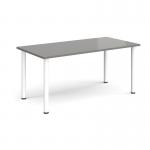 Rectangular white radial leg meeting table 1600mm x 800mm - onyx grey DRL1600-WH-OG