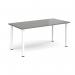 Rectangular white radial leg meeting table 1600mm x 800mm - onyx grey DRL1600-WH-OG