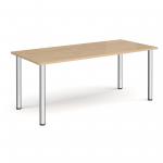 Rectangular chrome radial leg meeting table 1800mm x 800mm - kendal oak DRL1800-C-KO