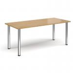 Rectangular chrome radial leg meeting table 1800mm x 800mm - oak DRL1800-C-O