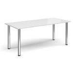 Rectangular chrome radial leg meeting table 1800mm x 800mm - white DRL1800-C-WH