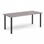 Rectangular black radial leg meeting table 1800mm x 800mm - grey oak DRL1800-K-GO