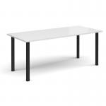 Rectangular black radial leg meeting table 1800mm x 800mm - white