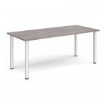 Rectangular silver radial leg meeting table 1800mm x 800mm - grey oak DRL1800-S-GO