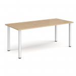 Rectangular silver radial leg meeting table 1800mm x 800mm - kendal oak DRL1800-S-KO