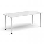 Rectangular silver radial leg meeting table 1800mm x 800mm - white DRL1800-S-WH