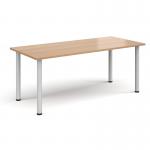 Rectangular white radial leg meeting table 1800mm x 800mm - beech DRL1800-WH-B