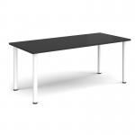 Rectangular white radial leg meeting table 1800mm x 800mm - Black DRL1800-WH-BK