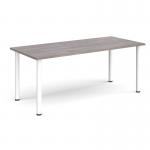 Rectangular white radial leg meeting table 1800mm x 800mm - grey oak DRL1800-WH-GO