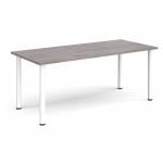 Rectangular white radial leg meeting table 1800mm x 800mm - grey oak DRL1800-WH-GO