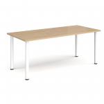 Rectangular white radial leg meeting table 1800mm x 800mm - kendal oak DRL1800-WH-KO