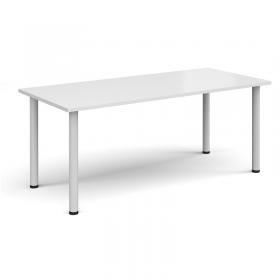 Rectangular white radial leg meeting table 1800mm x 800mm - white DRL1800-WH-WH