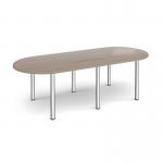Radial end meeting table 2400mm x 1000mm with 6 chrome radial legs - Barcelona Walnut DRL2400-C-BW