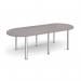 Radial end meeting table 2400mm x 1000mm with 6 chrome radial legs - grey oak DRL2400-C-GO