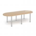 Radial end meeting table 2400mm x 1000mm with 6 chrome radial legs - Kendal Oak DRL2400-C-KO