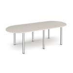 Radial end meeting table 2400mm x 1000mm with 6 chrome radial legs -Light Grey DRL2400-C-LG