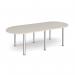 Radial end meeting table 2400mm x 1000mm with 6 chrome radial legs -Light Grey DRL2400-C-LG