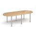 Radial end meeting table 2400mm x 1000mm with 6 chrome radial legs - oak DRL2400-C-O