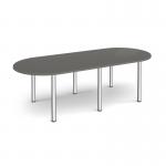 Radial end meeting table 2400mm x 1000mm with 6 chrome radial legs - Onyx Grey DRL2400-C-OG