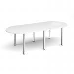 Radial end meeting table 2400mm x 1000mm with 6 chrome radial legs - white DRL2400-C-WH