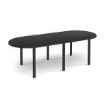 Radial end meeting table 2400mm x 1000mm with 6 black radial legs - Black DRL2400-K-BK