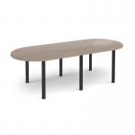 Radial end meeting table 2400mm x 1000mm with 6 black radial legs - Barcelona Walnut DRL2400-K-BW