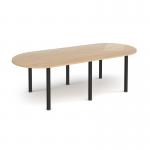 Radial end meeting table 2400mm x 1000mm with 6 black radial legs - Kendal Oak DRL2400-K-KO