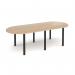 Radial end meeting table 2400mm x 1000mm with 6 black radial legs - Kendal Oak DRL2400-K-KO