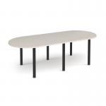 Radial end meeting table 2400mm x 1000mm with 6 black radial legs - Light Grey DRL2400-K-LG