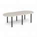 Radial end meeting table 2400mm x 1000mm with 6 black radial legs - Light Grey DRL2400-K-LG