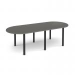 Radial end meeting table 2400mm x 1000mm with 6 black radial legs - Onyx Grey DRL2400-K-OG