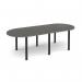 Radial end meeting table 2400mm x 1000mm with 6 black radial legs - Onyx Grey DRL2400-K-OG