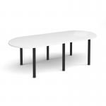 Radial end meeting table 2400mm x 1000mm with 6 black radial legs - white DRL2400-K-WH