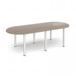 Radial end meeting table 2400mm x 1000mm with 6 silver radial legs - Barcelona Walnut DRL2400-S-BW