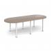 Radial end meeting table 2400mm x 1000mm with 6 silver radial legs - Barcelona Walnut DRL2400-S-BW