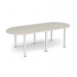 Radial end meeting table 2400mm x 1000mm with 6 silver radial legs -Light Grey DRL2400-S-LG