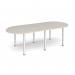 Radial end meeting table 2400mm x 1000mm with 6 silver radial legs -Light Grey DRL2400-S-LG