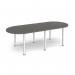 Radial end meeting table 2400mm x 1000mm with 6 silver radial legs - Onyx Grey DRL2400-S-OG