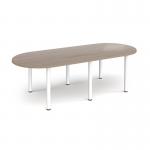 Radial end meeting table 2400mm x 1000mm with 6 white radial legs - Barcelona Walnut DRL2400-WH-BW