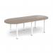 Radial end meeting table 2400mm x 1000mm with 6 white radial legs - Barcelona Walnut DRL2400-WH-BW