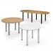 Radial end meeting table 2400mm x 1000mm with 6 white radial legs - grey oak DRL2400-WH-GO