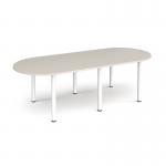 Radial end meeting table 2400mm x 1000mm with 6 white radial legs - Light Grey DRL2400-WH-LG