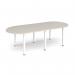 Radial end meeting table 2400mm x 1000mm with 6 white radial legs - Light Grey DRL2400-WH-LG