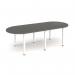 Radial end meeting table 2400mm x 1000mm with 6 white radial legs - Onyx Grey DRL2400-WH-OG
