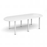 Radial end meeting table 2400mm x 1000mm with 6 white radial legs - white DRL2400-WH-WH