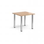 Square chrome radial leg meeting table 800mm x 800mm - beech DRL800-C-B