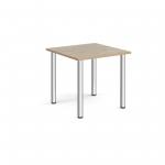 Rectangular chrome radial leg meeting table 800mm x 800mm - barcelona walnut DRL800-C-BW