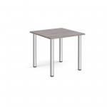 Rectangular chrome radial leg meeting table 800mm x 800mm - grey oak DRL800-C-GO
