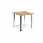 Rectangular chrome radial leg meeting table 800mm x 800mm - oak