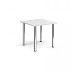 Square chrome radial leg meeting table 800mm x 800mm - white DRL800-C-WH